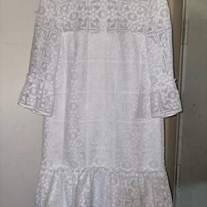 Kate Spade White Lace Flounce Shift Dress Excellent Used Condition Size-2
